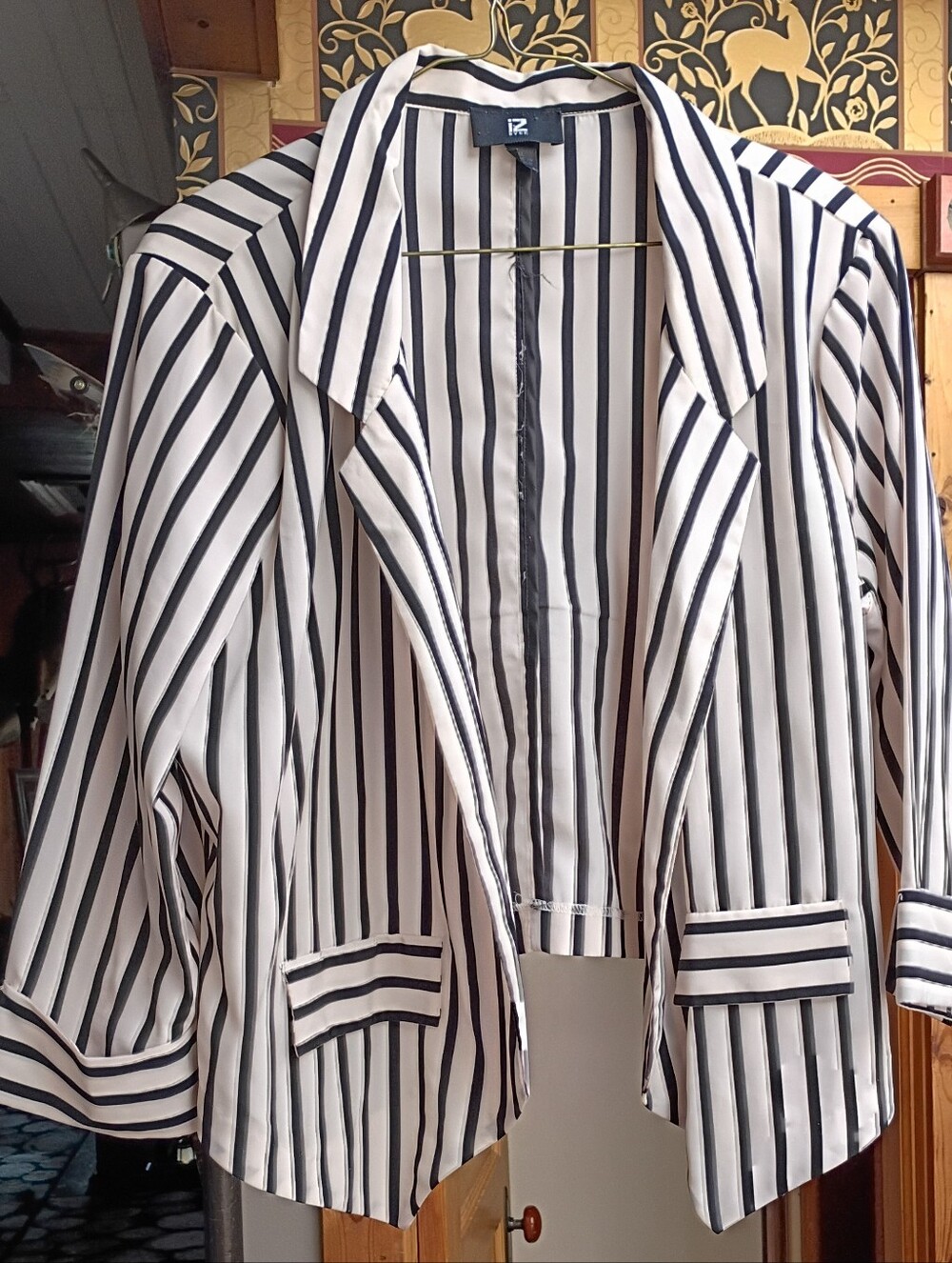 Striped Black & White Blazer Jacket by